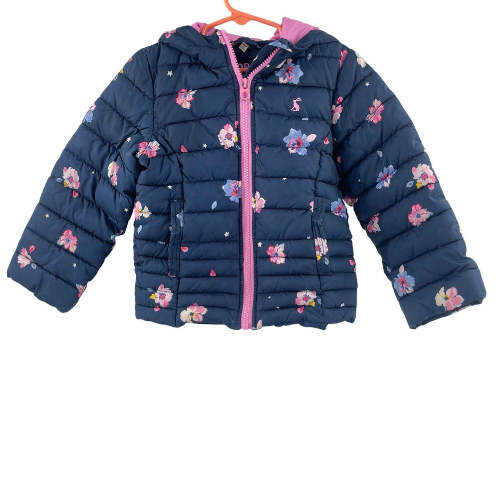 JOULES Puffy Coat 4 Years Girls Navy Floral Toddler Girl Winter Outdoors Puffer